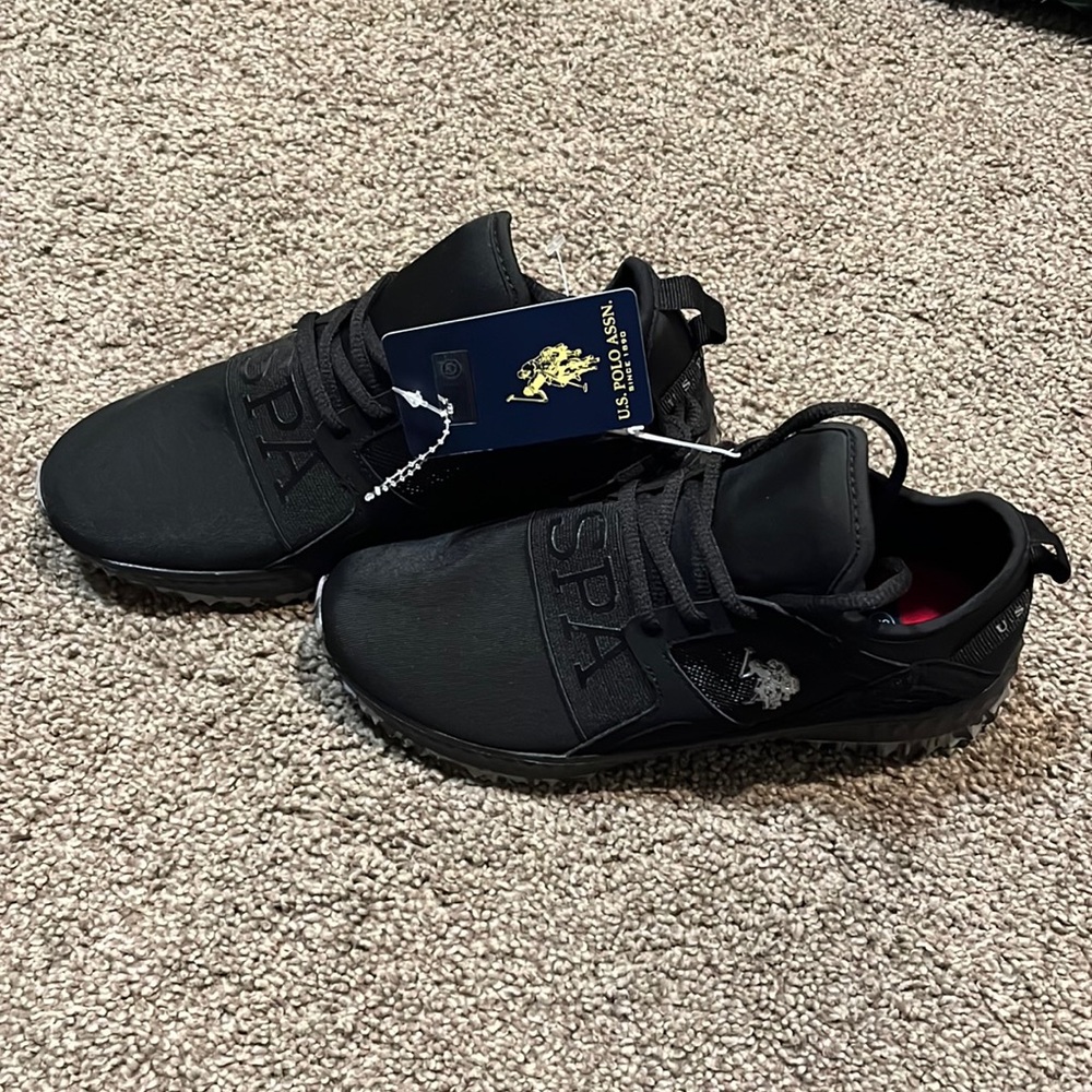 U.S. Polo Assn. Black/Red Sneakers. Size 6 NWT